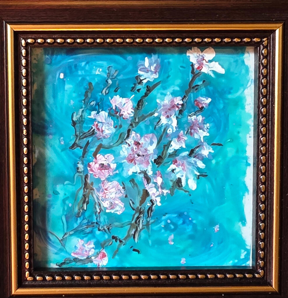 Cherry blossom miniature acrylic on drafting film £40